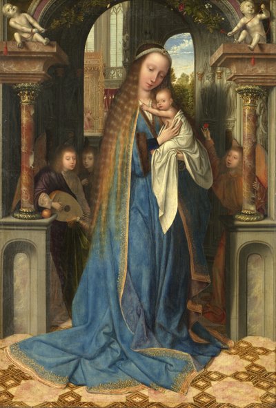 The Madonna standing with the Child and Angels by Quentin Massys or Metsys